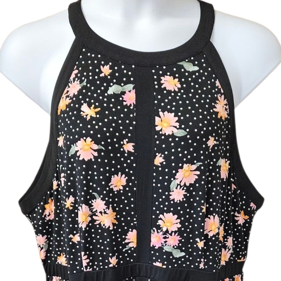 TORRID Plus Size Mini Studio Knit High Neck Floral Poka-Dot Skater Dress 3X - Picture 6 of 16